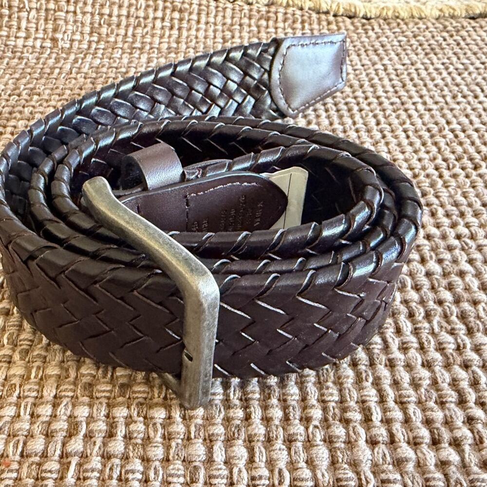 Wrangler men’s brown leather woven belt 32/80
